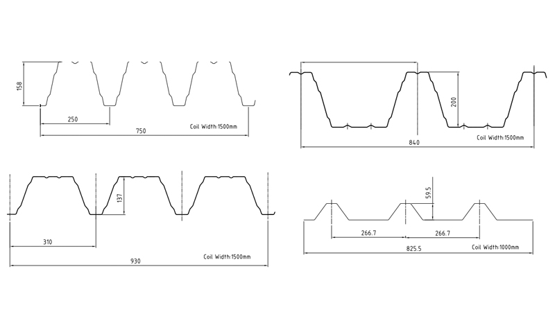 Popular decking Profile drawings