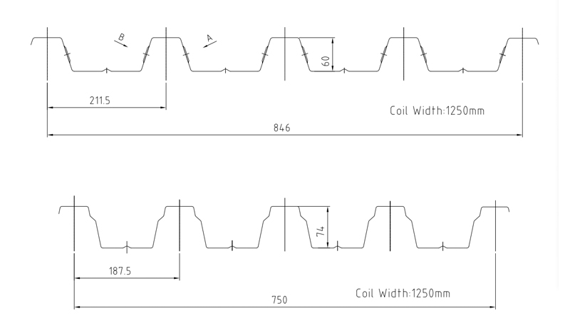 Popular decking Profile drawings