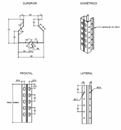 Heavy Duty Shelf Column Roll Forming Machine Profile Drawing