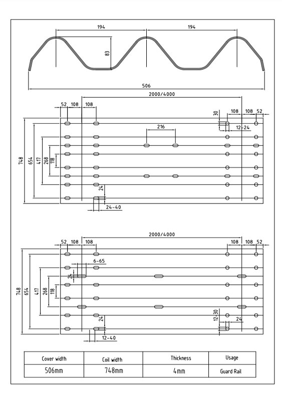 Highway Guardrail&PostRoll Forming line profile drawing