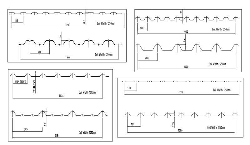 High Speed Double Deck Roll Forming Machine Profile Drawing