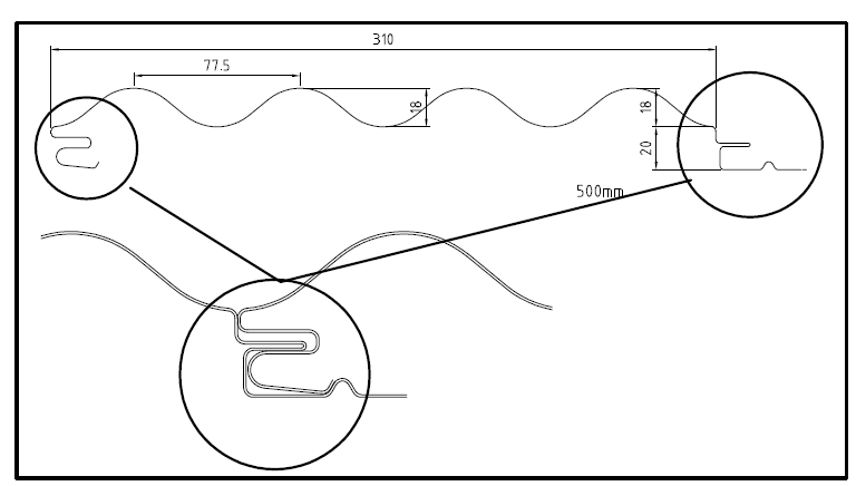 Interlocking Panel Forming Machine profile drawing
