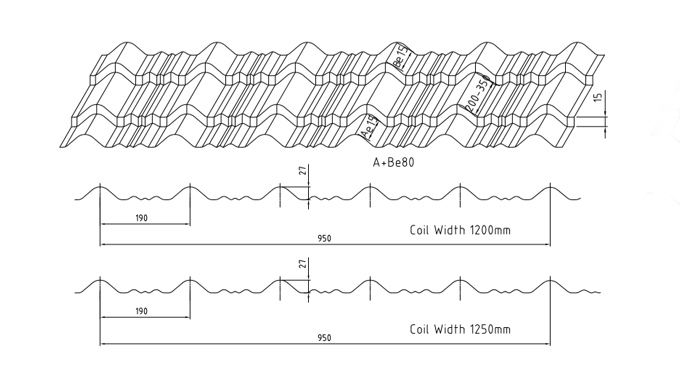 Popular Roofing Profile drawings of Metal Roofing Tile Former