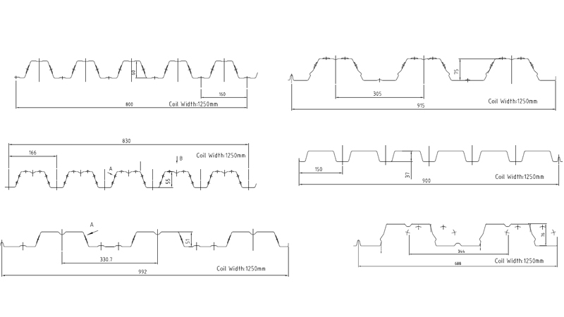 Popular Decking Profile Drawings